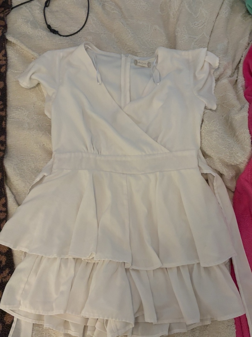 Altar'd State White Tiered Wrap-Style Dress